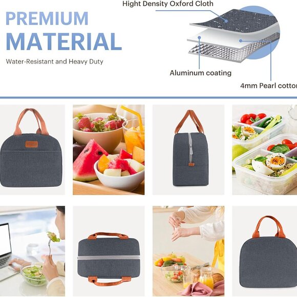 Lunch Bag for Women & Men Adult Insulated Lunch Box, Small Leakproof Cooler Food - Picture 5 of 7